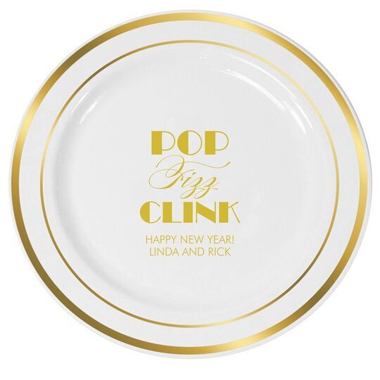 Pop Fizz Clink Premium Banded Plastic Plates